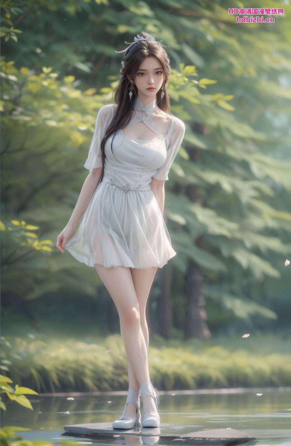 清新的绿意与陆雪琪的仙气相得益彰简直美爆了！瞧这画面