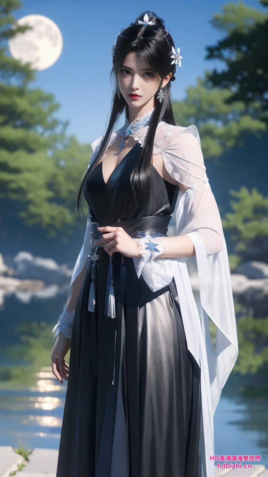 夏倾月的美照来啦！2K高清让你的手机桌面瞬间变身！清冷月光下